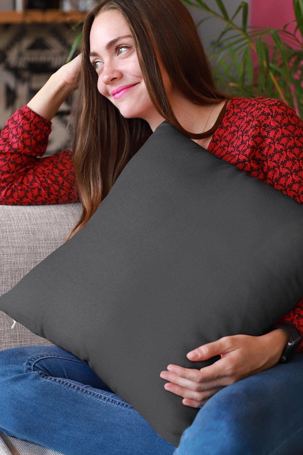 Füme Tek Renk 4'lü Set Çift Taraflı Kırlent Kılıfı 4KRL001