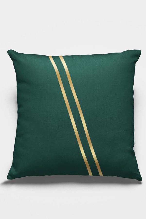 Zümrüt Yeşili Çizgili Çift Taraflı Kırlent Kılıfı KRL1005