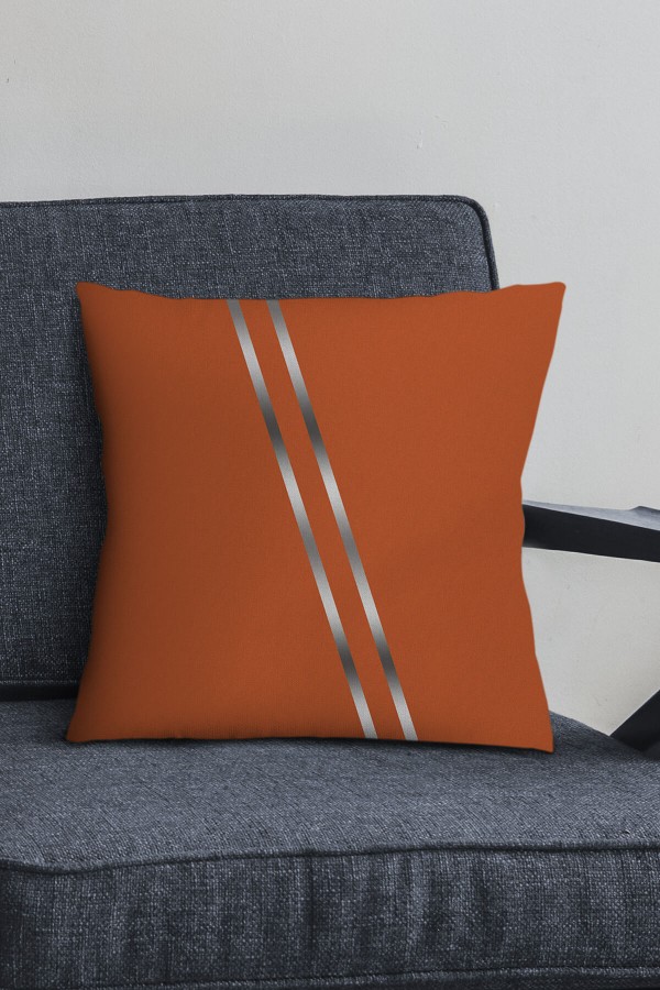 Tarçın Çizgili Çift Taraflı Yastık Kırlent Kılıfı KRL1109