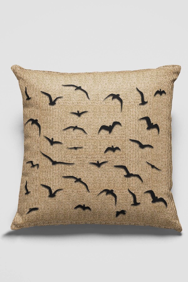 Bej Hasır Görünümlü Çift Taraflı Kırlent Kılıfı KRL182