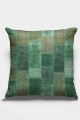 Yeşil Patchwork Çift Taraflı Yastık Kırlent Kılıfı KRL295