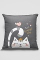 Gri Kedi Desenli Çift Taraflı Yastık Kırlent Kılıfı KRL440