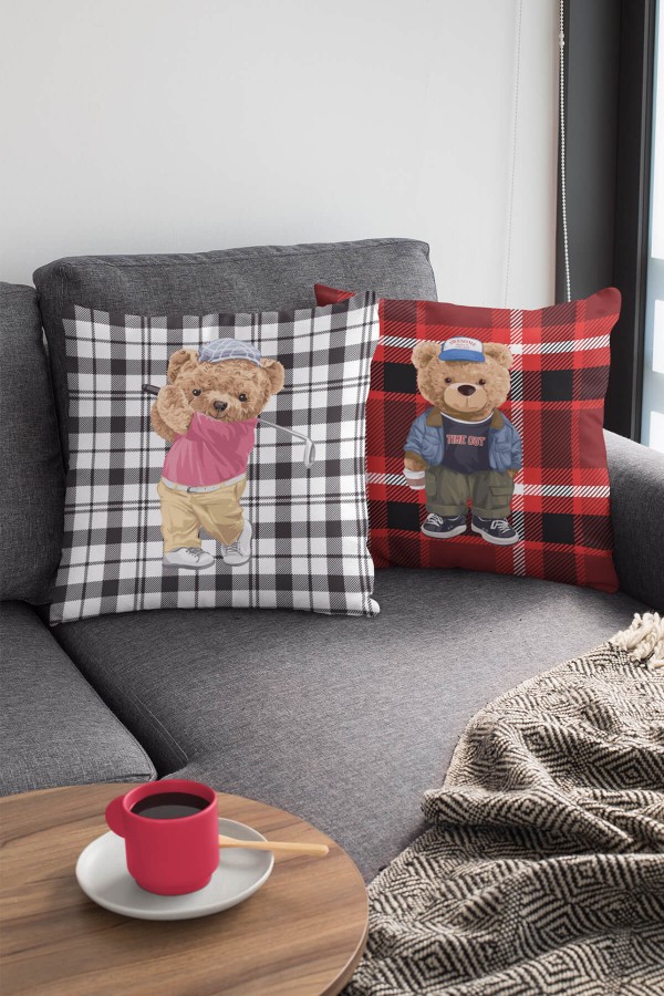 Siyah Mr.Teddy Bear Çift Taraflı Kırlent Kılıfı KRL903