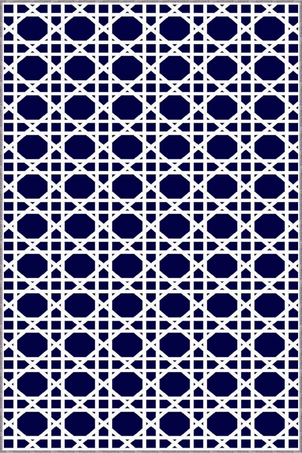 Lacivert Petek Kaymaz Taban Makinede Yıkanabilir Halı LB006