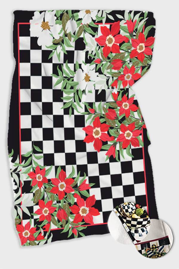 Kırmızı Çiçek Desenli Fırın Mutfak Havlusu 30x50cm