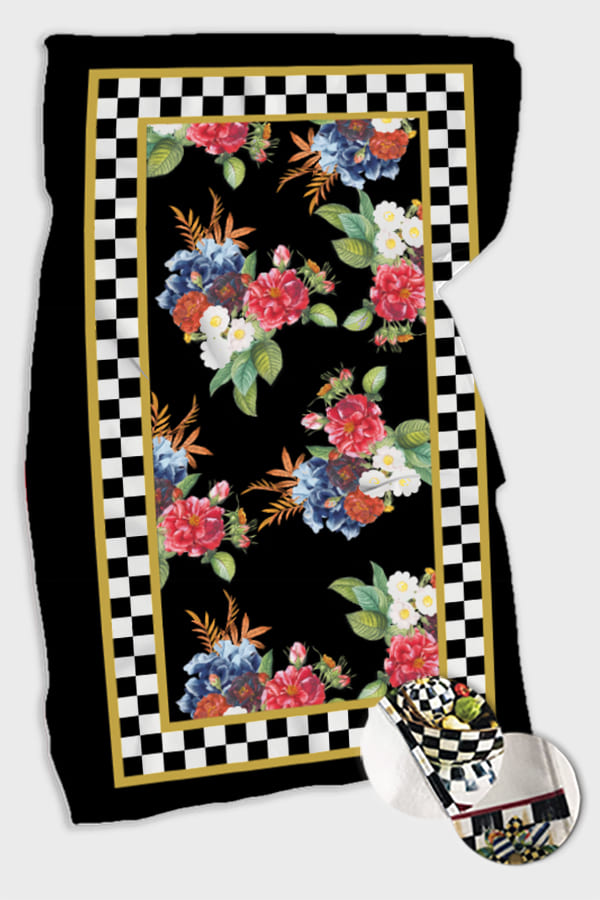 Siyah Çiçek Desenli Fırın Mutfak Havlusu 30x50cm