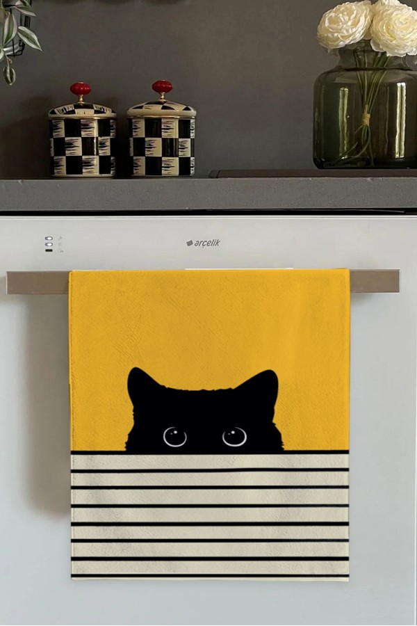 Sarı Kedili Fırın Mutfak Havlusu 30x50cm