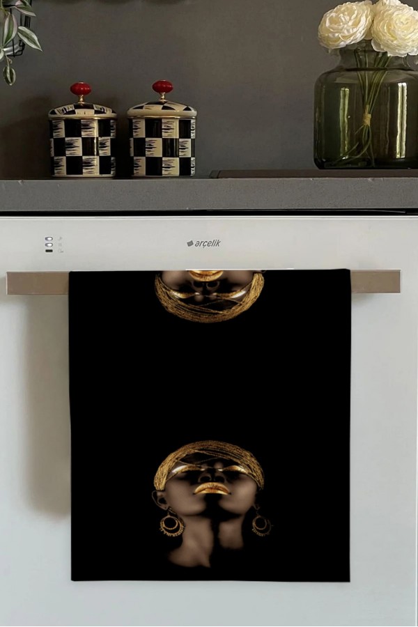 Siyah Arap Kızı Desenli Fırın Mutfak Havlusu 30x50cm