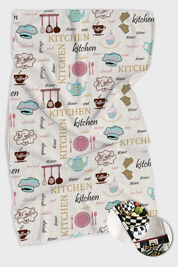 Pembe Aşçı Desenli Fırın Mutfak Havlusu 30x50cm