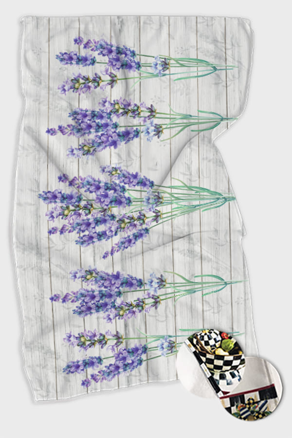 Mor Lavanta Desenli Fırın Mutfak Havlusu 30x50cm