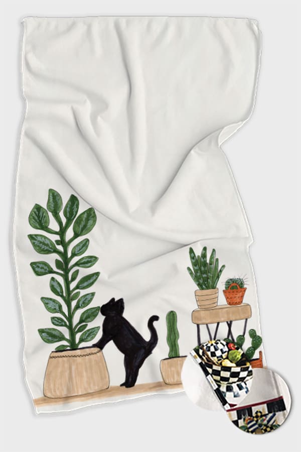 Beyaz Kedili Fırın Mutfak Havlusu 30x50cm