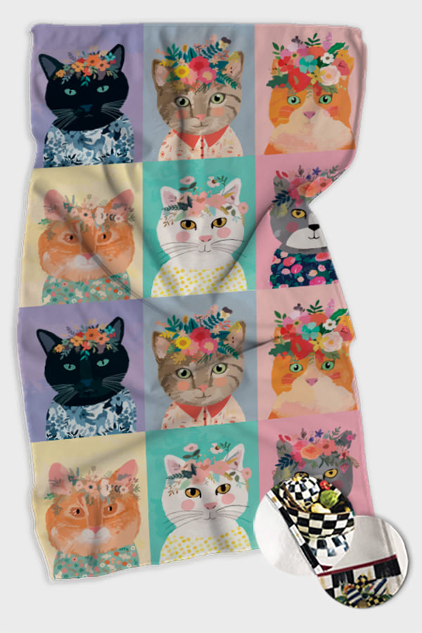 Renkli Kedili Fırın Mutfak Havlusu 30x50cm