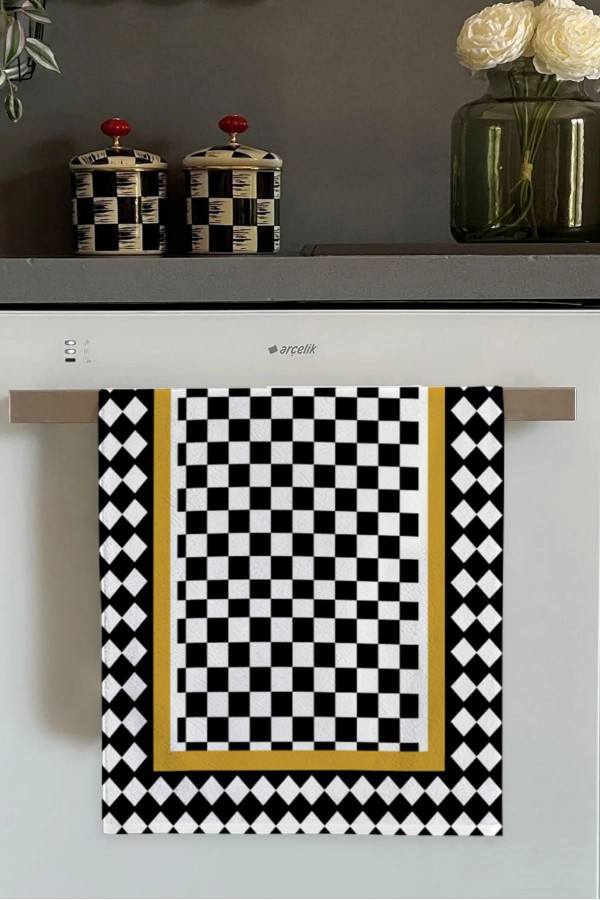 Siyah Damalı Fırın Mutfak Havlusu 30x50cm