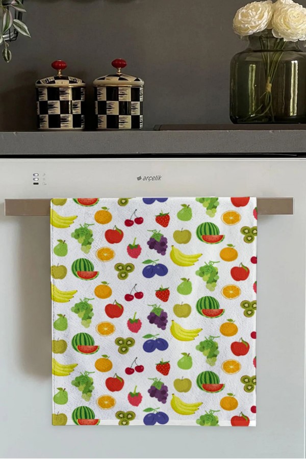 Renkli Meyve Desenli Fırın Mutfak Havlusu 30x50cm