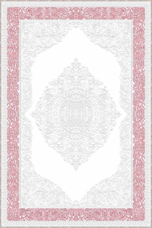 Pembe Klasik Göbekli Kaymaz Tabanlı Dekoratif Halı MK07