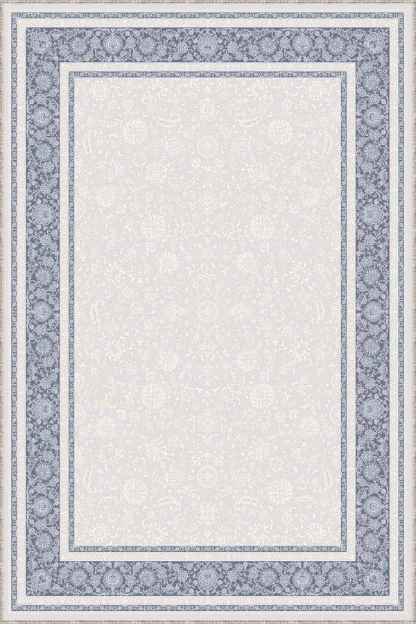 Mavi Klasik Göbekli Kaymaz Tabanlı Dekoratif Halı MK108