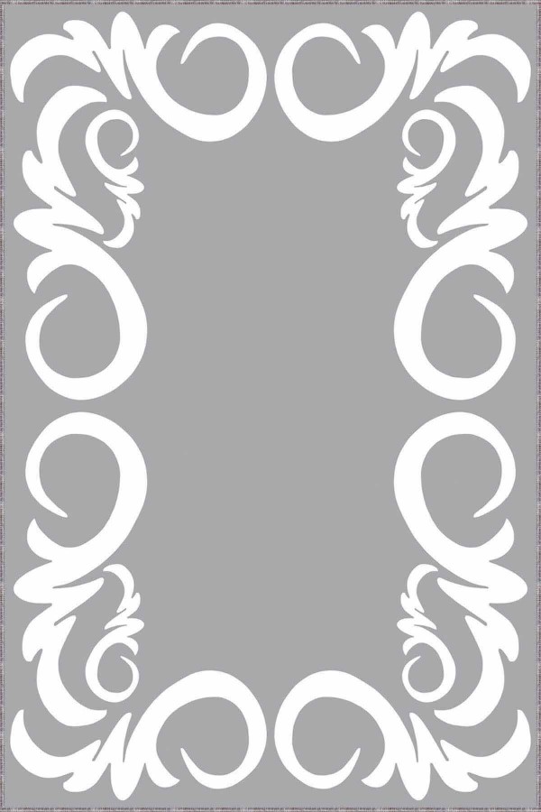 Gri Çerçeveli Kaymaz Tabanlı Makinede Yıkanabilir Halı MK18