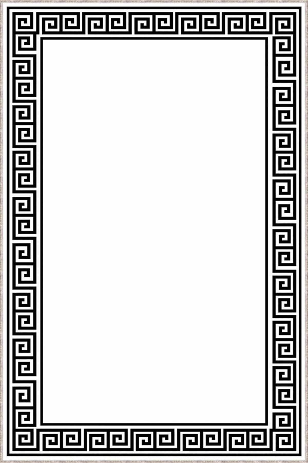 Siyah Beyaz Çerçeveli Kaymaz Tabanlı Dekoratif Halı MK23