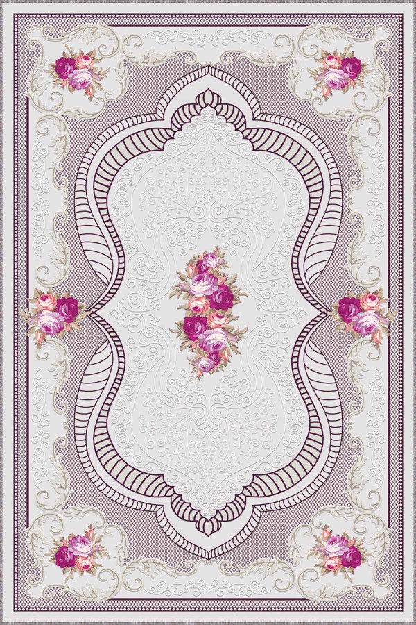 Pembe Klasik Göbekli Kaymaz Tabanlı Dekoratif Halı MK40