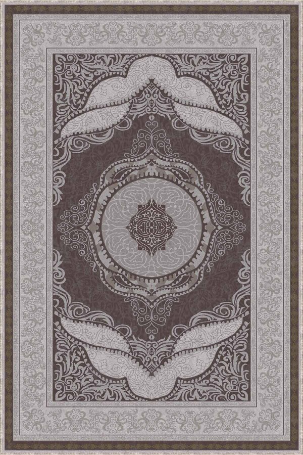 Bej Klasik Göbekli Kaymaz Tabanlı Dekoratif Halı MK50