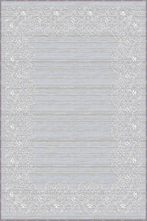 Gri Çerçeveli Kaymaz Tabanlı Makinede Yıkanabilir Halı MK53