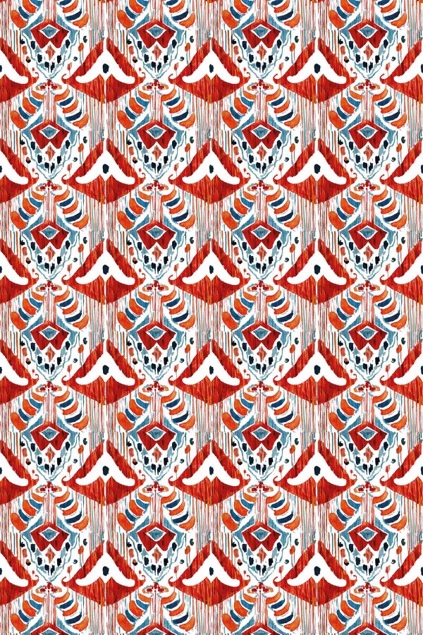 Kırmızı Etnik Desen Dokuma Leke Tutmaz Masa Örtüsü MSO055