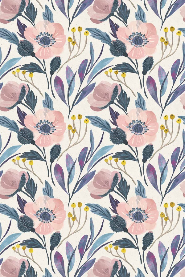 Eflatun Çiçekli Dokuma Leke Tutmaz Masa Örtüsü MSO056