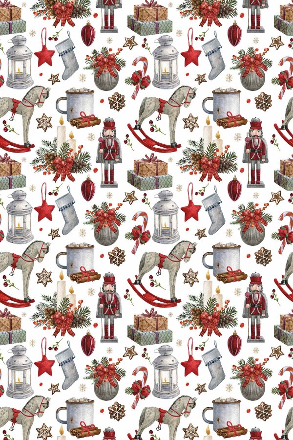 Kırmızı Yeni Yıl Tema Dokuma Leke Tutmaz Masa Örtüsü MSO079