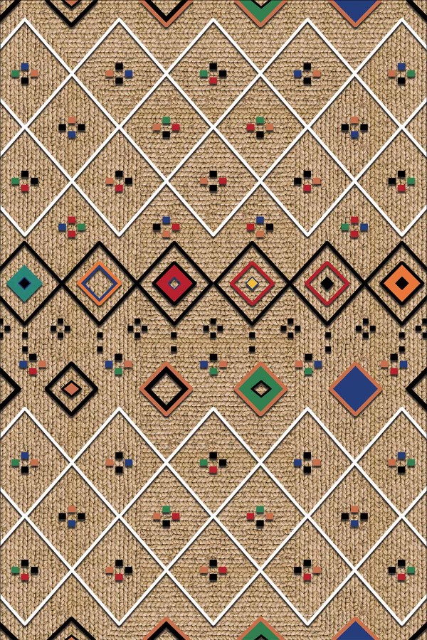 Bej Etnik Desenli Dokuma Leke Tutmaz Masa Örtüsü MSO112