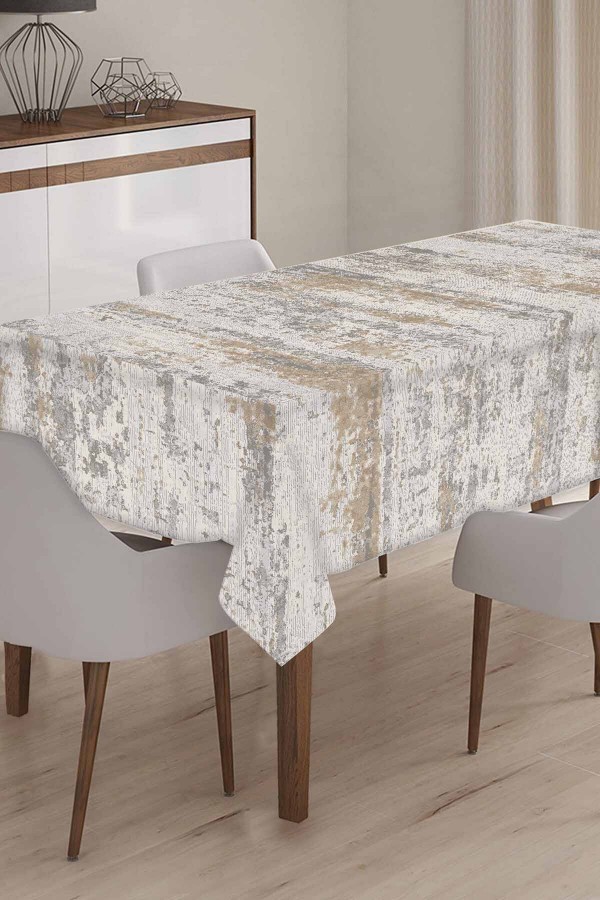 Bej Sade Premium Dokuma Leke Tutmaz Masa Örtüsü MSO128