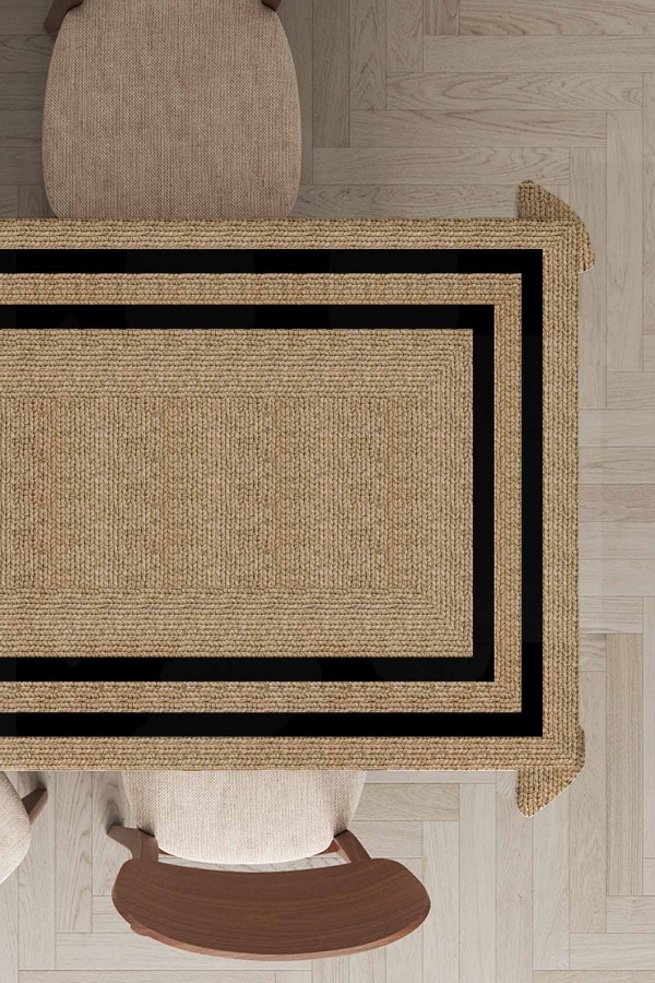 Bej Hasır Görünümlü Dokuma Leke Tutmaz Masa Örtüsü MSO187