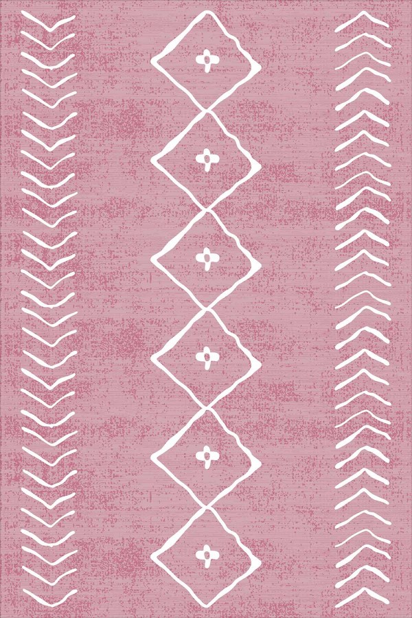 Pembe Etnik Desen Moroccan Leke Tutmaz Masa Örtüsü MSO194