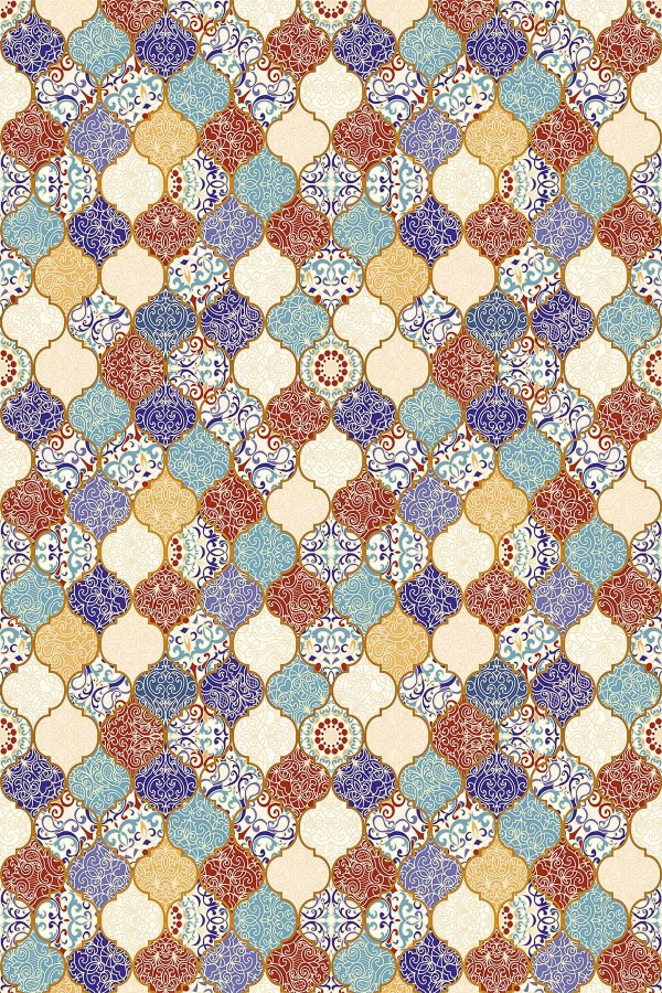 Çok Renkli Çini Desen Dokuma Leke Tutmaz Masa Örtüsü MSO200