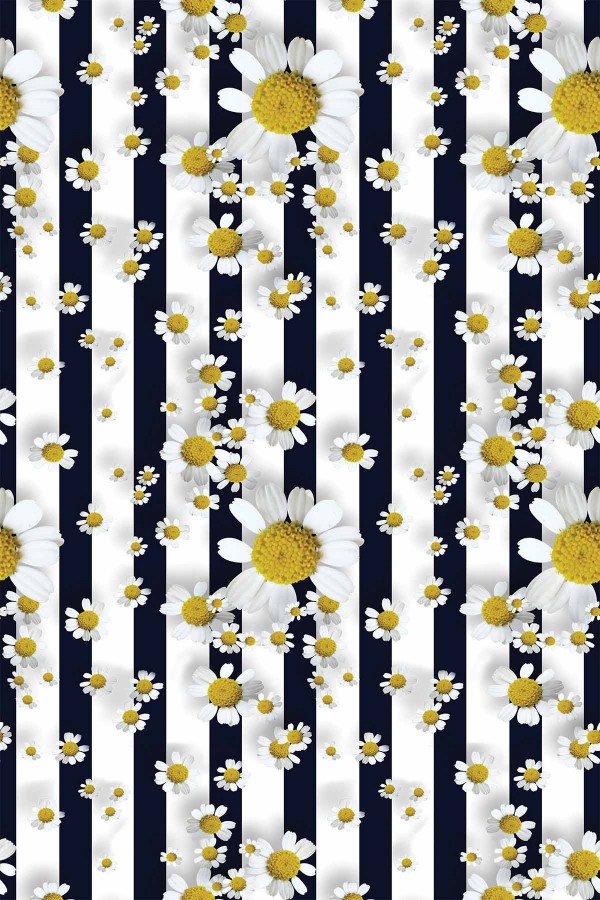 Siyah Papatyalı Leke Tutmaz Çiçekli Masa Örtüsü MSO319