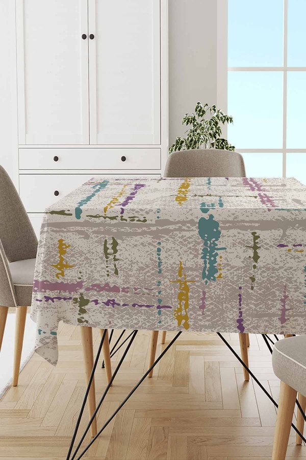 Lila Vintage Dokuma Leke Tutmaz Masa Örtüsü MSO414