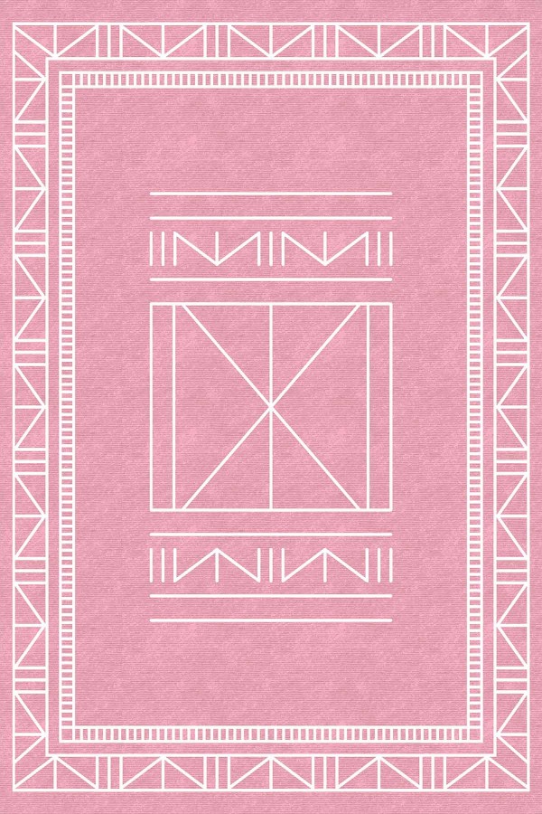 Pembe Etnik Desenli Dokuma Leke Tutmaz Masa Örtüsü MSO429