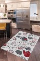 Kırmızı Kaymaz Tabanlı Çaydanlık Desenli Mutfak Halısı MT14