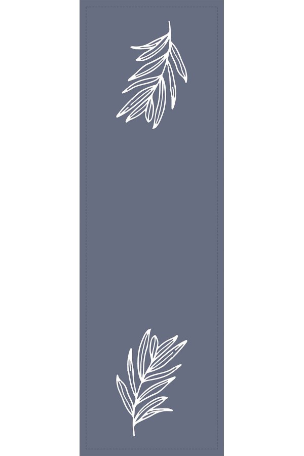 Gri Yaprak Desenli Premium Masa Örtüsü Runner RNR032