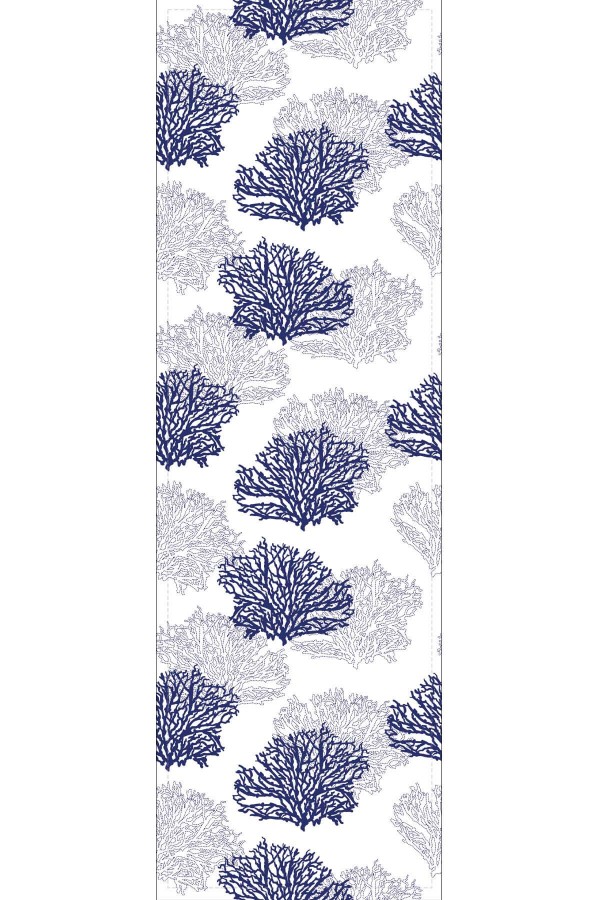 Lacivert Çiçek Desenli Premium Masa Örtüsü Runner RNR047