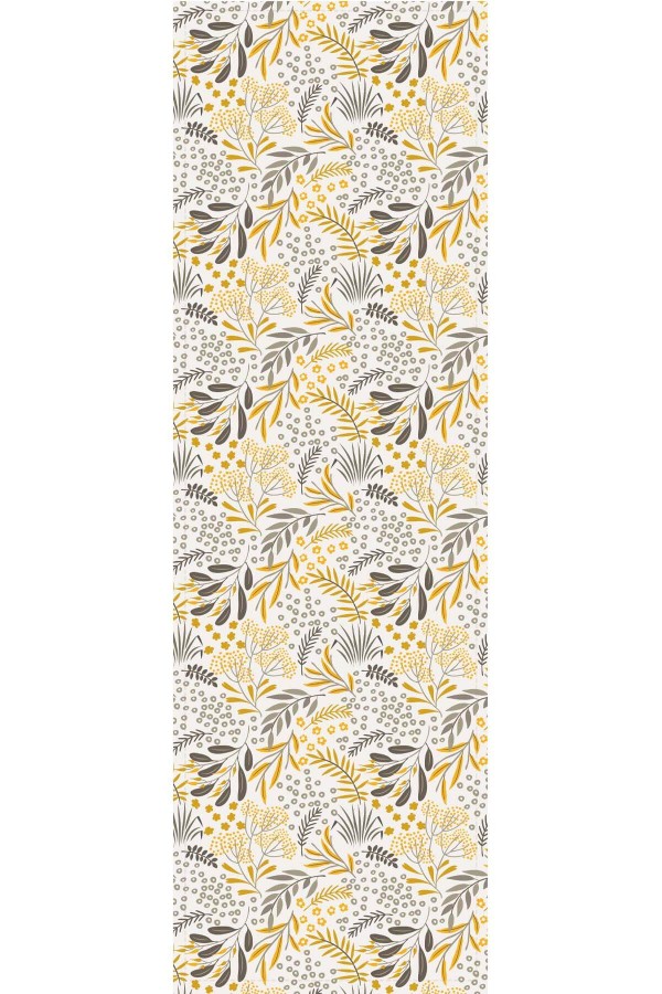 Sarı Çiçekli Desen Premium Masa Örtüsü Runner RNR052