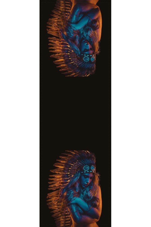 Siyah Etnik Desenli Premium Masa Örtüsü Runner RNR053