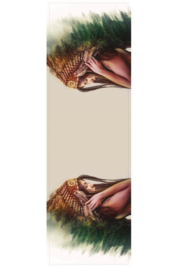 Bej Etnik Desenli Premium Masa Örtüsü Runner RNR063