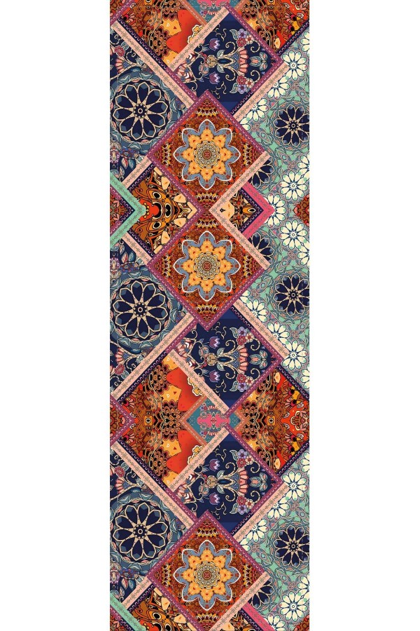 Çok Renkli Etnik Desenli Premium Masa Örtüsü Runner RNR077