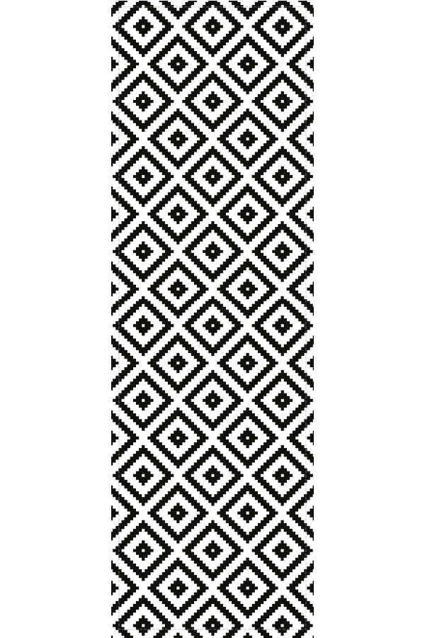 Siyah Beyaz Karo Desen Premium Masa Örtüsü Runner RNR108