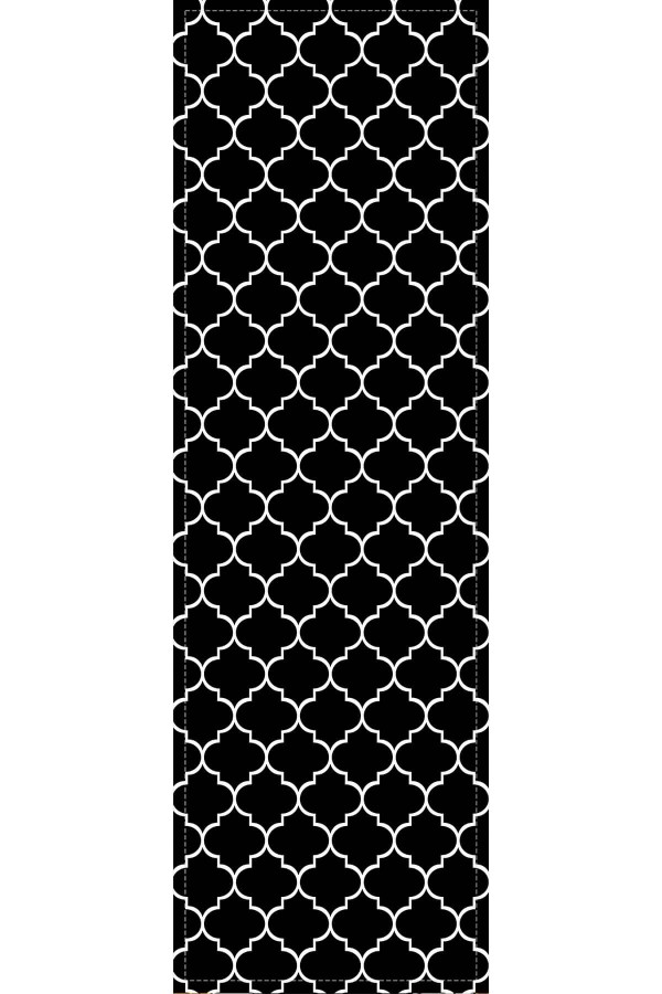 Siyah Etnik Fas Kupa Desen Premium Masa Örtüsü Runner RNR121