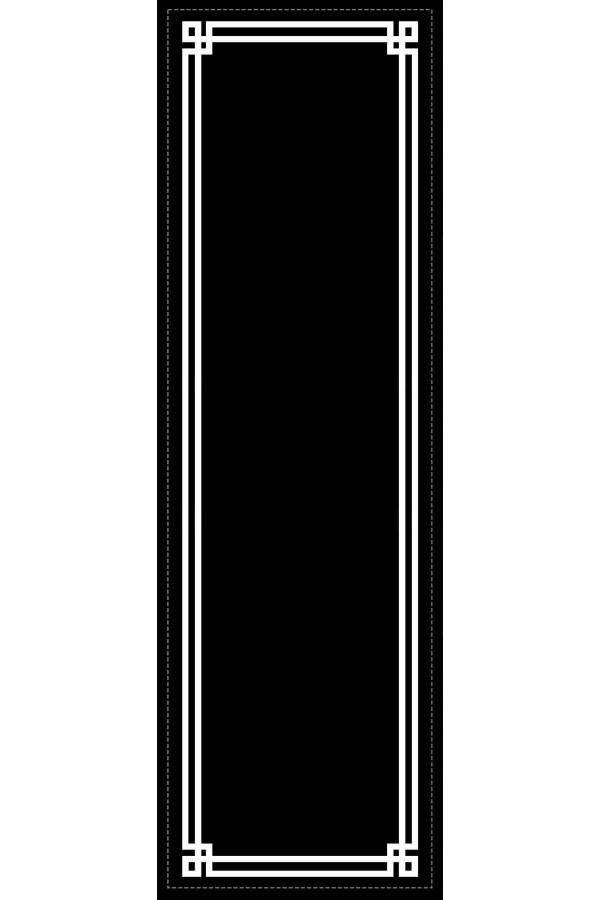 Siyah Çerçeveli Desen Premium Masa Örtüsü Runner RNR126