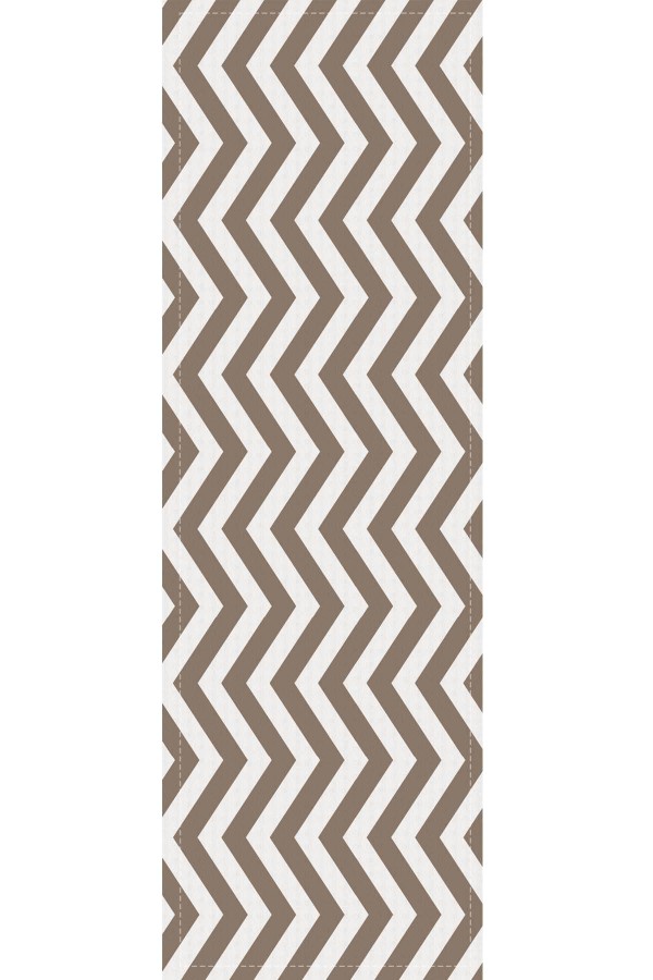 Kahverengi Zigzag Desenli Premium Masa Örtüsü Runner RNR138