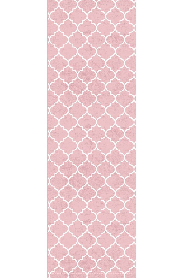 Pembe Etnik Fas Kupa Desen Premium Masa Örtüsü Runner RNR149