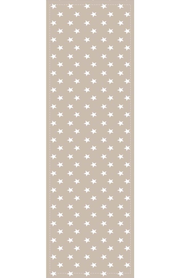 Bej Yıldızlı Desen Premium Masa Örtüsü Runner RNR160