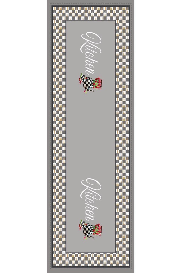 Gri Mutfak Temalı Premium Masa Örtüsü Runner RNR165